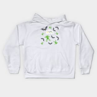 It's Raining (Sparkly Halloween) Bats and Frogs Orange Kids Hoodie